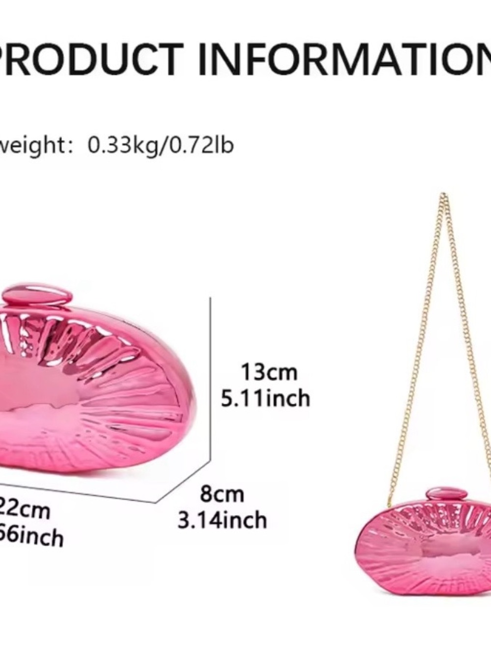 Hot Pink Shell-Textured Clutch - Picture 2 of 2